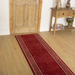 runrug Hallway Carpet Runner Rug - Soft & Comfy, 9mm - 'Tribal' in Red - Size: 70 cm x 420 cm - thumbnail 1