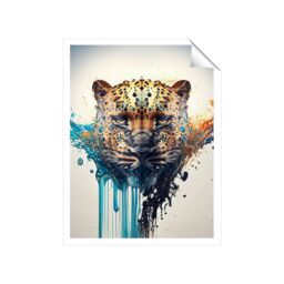 "Warren Reed - Designer Leapoard Face Splashart On Light Background Unframed Art Print - Size: W20"" x H30""" - thumbnail 2