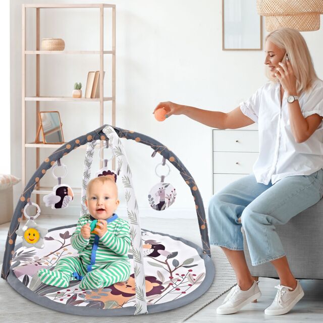 Alivio Baby Play Mat with Activity Gym for Infants & Newborns in Grey - image 1
