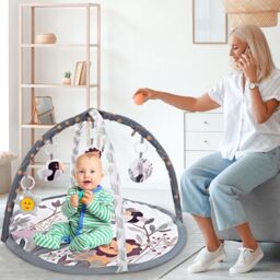 Alivio Baby Play Mat with Activity Gym for Infants & Newborns in Grey