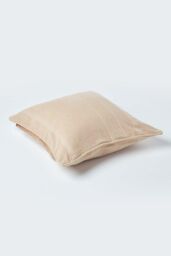 Homescapes Cotton Rajput Ribbed Cushion Cover in Beige - Size: 60 cm x 60 cm - thumbnail 3