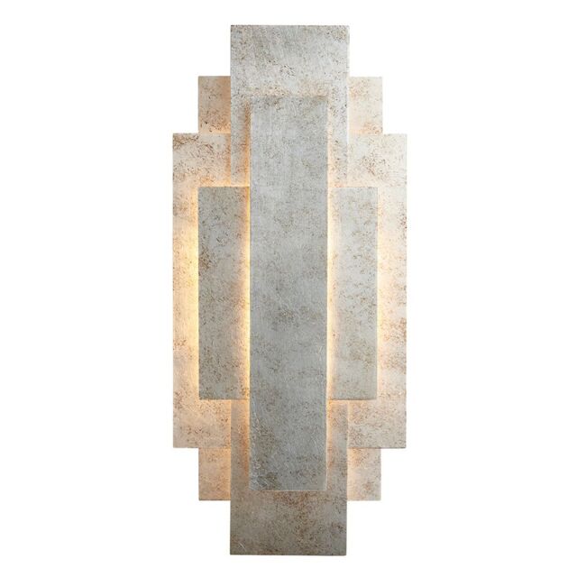 Loops Antique Silver Leaf Panel Wall Light Fitting - Twin G9 LED - Decorative Sconce in Metallics - image 1