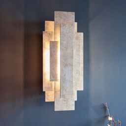 Loops Antique Silver Leaf Panel Wall Light Fitting - Twin G9 LED - Decorative Sconce in Metallics - thumbnail 3