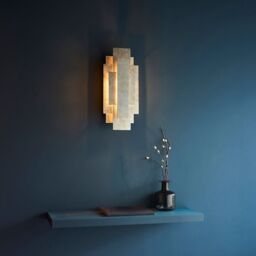 Loops Antique Silver Leaf Panel Wall Light Fitting - Twin G9 LED - Decorative Sconce in Metallics - thumbnail 4