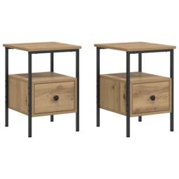 Berkfield Home Durable Bedside Cabinets 2 pcs Artisan Oak 34x36x50 cm Engineered Wood in Brown - Size: 34 x 36 x 50 cm - thumbnail 3