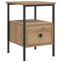 Berkfield Home Durable Bedside Cabinets 2 pcs Artisan Oak 34x36x50 cm Engineered Wood in Brown - Size: 34 x 36 x 50 cm - thumbnail 5