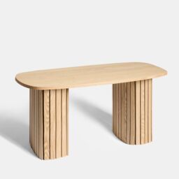 OHS Madison Ribbed Long Coffee Table Living Room Office End Side Table in Light Oak - thumbnail 4