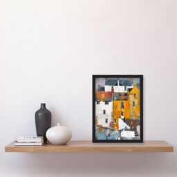 "Artery8 Colourful Houses in English Seaside Town Painting Framed Art Print - Size: W12"" x H16""" - thumbnail 4