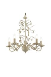 Netlighting Lullaby 5 Light Multi Arm Ceiling Pendant Flower Design Cream With Brushed Gold Pearl Effect Acrylic E14 in Beige