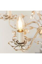 Netlighting Lullaby 5 Light Multi Arm Ceiling Pendant Flower Design Cream With Brushed Gold Pearl Effect Acrylic E14 in Beige - thumbnail 6