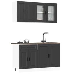 Berkfield Home 4 Piece Kitchen Cabinet Set Kalmar Black Engineered Wood - thumbnail 2