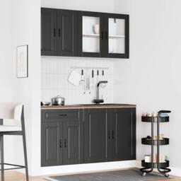 Berkfield Home 4 Piece Kitchen Cabinet Set Kalmar Black Engineered Wood - thumbnail 3