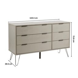Home Source Industrial Wood Chest 6 Drawers Cabinet Organiser Bedroom Storage in Grey - thumbnail 9