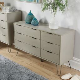 Home Source Industrial Wood Chest 6 Drawers Cabinet Organiser Bedroom Storage in Grey - thumbnail 2