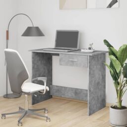 Berkfield Home Desk Concrete Grey 100x50x76 cm Engineered Wood - Size: 100 x 50 x 76 cm - thumbnail 1