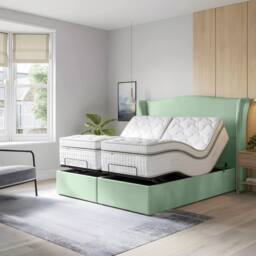 PARADISE BEDS LTD Orthopaedic Electric Adjustable Bed Set With Mattress & Headboard in Pale Green - Size: King - thumbnail 1
