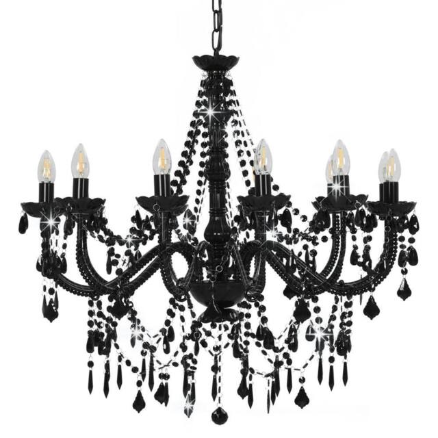 Berkfield Home Beautiful Chandelier with Beads Black 12 x E14 Bulbs - image 1