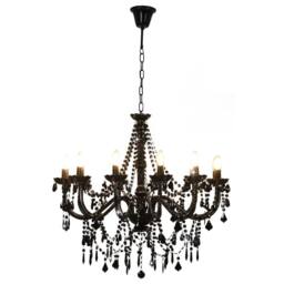 Berkfield Home Beautiful Chandelier with Beads Black 12 x E14 Bulbs - thumbnail 4