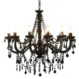 Berkfield Home Beautiful Chandelier with Beads Black 12 x E14 Bulbs - thumbnail 2