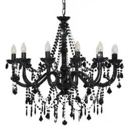 Berkfield Home Beautiful Chandelier with Beads Black 12 x E14 Bulbs - thumbnail 1