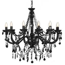 Berkfield Home Beautiful Chandelier with Beads Black 12 x E14 Bulbs - thumbnail 3