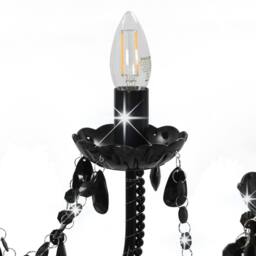 Berkfield Home Beautiful Chandelier with Beads Black 12 x E14 Bulbs - thumbnail 6