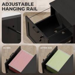 HOMCOM 2-Drawer File Cabinet, Lockable Filing Cabinet for A4 Letter, Black - thumbnail 5