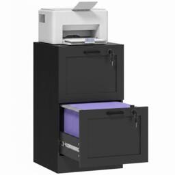 HOMCOM 2-Drawer File Cabinet, Lockable Filing Cabinet for A4 Letter, Black - thumbnail 1