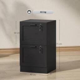 HOMCOM 2-Drawer File Cabinet, Lockable Filing Cabinet for A4 Letter, Black - thumbnail 3