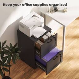 HOMCOM 2-Drawer File Cabinet, Lockable Filing Cabinet for A4 Letter, Black - thumbnail 4
