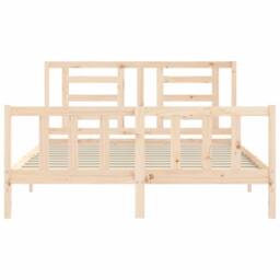 Berkfield Home Beautiful Bed Frame with Headboard 160x200 cm Solid Wood in Natural - thumbnail 6