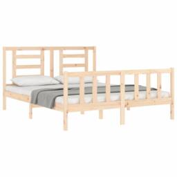 Berkfield Home Beautiful Bed Frame with Headboard 160x200 cm Solid Wood in Natural - thumbnail 4