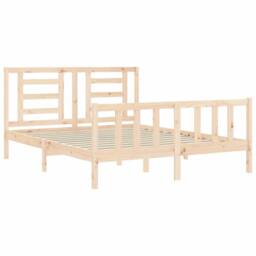 Berkfield Home Beautiful Bed Frame with Headboard 160x200 cm Solid Wood in Natural - thumbnail 5
