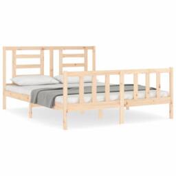 Berkfield Home Beautiful Bed Frame with Headboard 160x200 cm Solid Wood in Natural - thumbnail 3