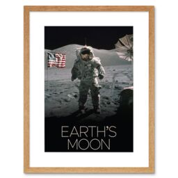 "Artery8 Wall Art Print NASA Our Solar System Moon Surface Apollo 17 Astronaut Artwork Framed 9X7 Inch in Beige - Size: W7"" x H9""" - thumbnail 1
