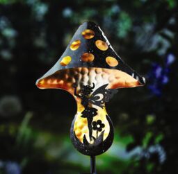 mysmartbuy Fairy Silhouette Toadstool Stake Light - Solar Powered Metal Garden Lighting for Pathway, Border, Patio - H86 x W17.5 x D11cm in Black - thumbnail 1
