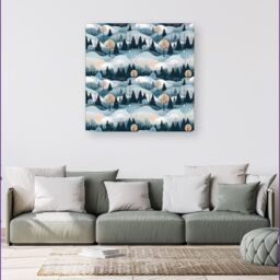 Warren Reed - Designer Dreamy Snowy Christmas Scene Canvas in White - Size: w10 inch x h10 inch - thumbnail 4