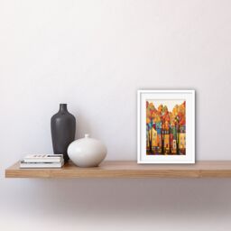 "Artery8 Wall Art Print Multicoloured House Street In Autumn Contemporary Folk Art Painting Artwork Framed 9X7 Inch in White - Size: W7"" x H9""" - thumbnail 2