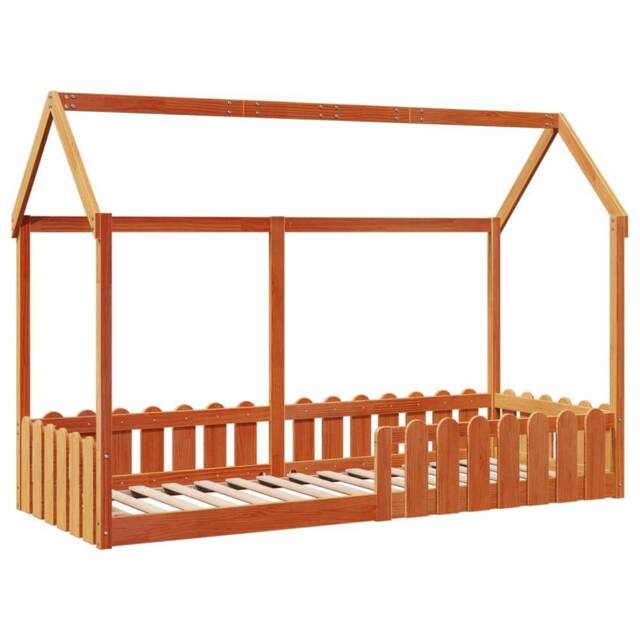 Berkfield Home Kids' House Bed Frame without Mattress Wax Brown 80x200 cm - image 1