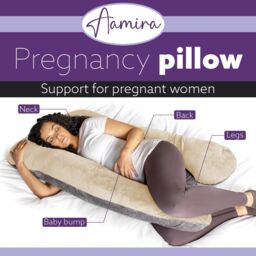 Aamira Women's Pregnancy Pillow Memory Foam U Shaped Maternity Support Pillow Cream & Grey - thumbnail 2