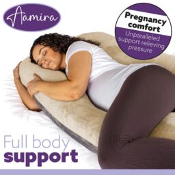 Aamira Women's Pregnancy Pillow Memory Foam U Shaped Maternity Support Pillow Cream & Grey - thumbnail 5