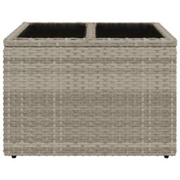 Berkfield Home Garden Table with Glass Top Light Grey 55x55x37 cm Poly Rattan - Size: 55 x 55 x 37 cm - thumbnail 4
