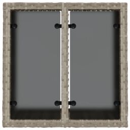 Berkfield Home Garden Table with Glass Top Light Grey 55x55x37 cm Poly Rattan - Size: 55 x 55 x 37 cm - thumbnail 6