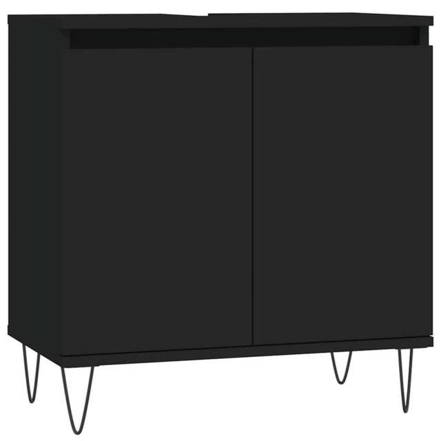 Berkfield Home Bathroom Cabinet Black 58x33x60 cm Engineered Wood - Size: 58 x 33 x 60 cm - image 1