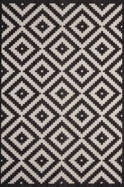 THE RUGS Outdoor Indoor Diamond Garden Patio Rug Weather Resistant Jet Washable in Black - Size: 240 cm x 340 cm - image 1