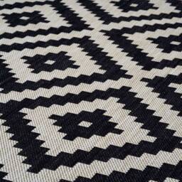 THE RUGS Outdoor Indoor Diamond Garden Patio Rug Weather Resistant Jet Washable in Black - Size: 240 cm x 340 cm - thumbnail 5