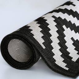 THE RUGS Outdoor Indoor Diamond Garden Patio Rug Weather Resistant Jet Washable in Black - Size: 240 cm x 340 cm - thumbnail 8
