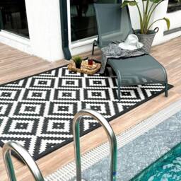 THE RUGS Outdoor Indoor Diamond Garden Patio Rug Weather Resistant Jet Washable in Black - Size: 240 cm x 340 cm - thumbnail 3