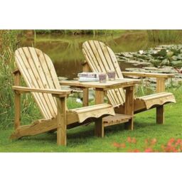 Cheshire 2 Seater Softwood Adirondack Garden Companion Seats in Light Oak - thumbnail 1