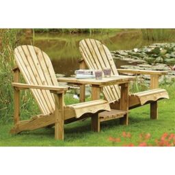 Cheshire 2 Seater Softwood Adirondack Garden Companion Seats in Light Oak - thumbnail 5